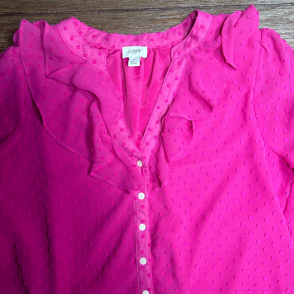 J Crew swiss dot overlay button up size small - Picture 5 of 11